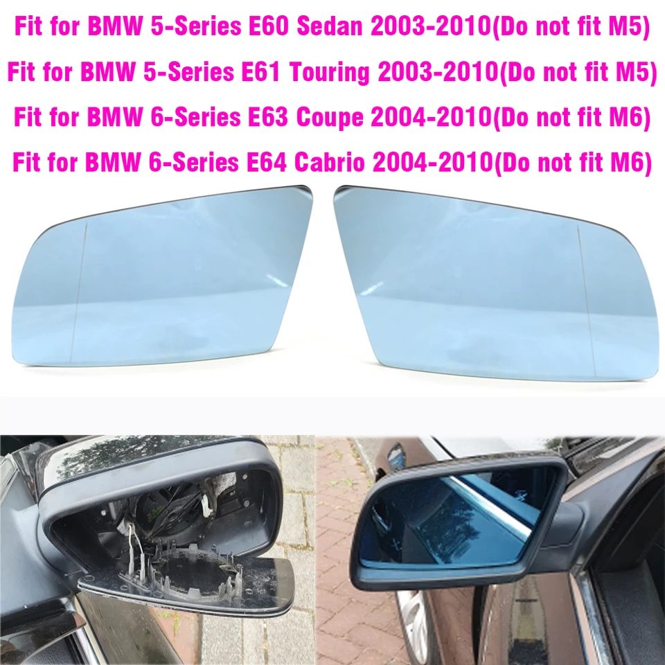 Bočné modré vyhrievané elektrické sklo so širokouhlým zrkadlom pre BMW 5 Series E60 E61 2003 - 2010 Automatické exteriérové ​​diely