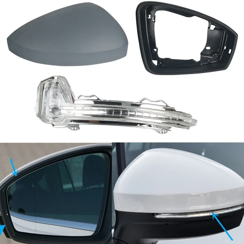 Bočné spätné zrkadlá Otočenie signálneho svetla Light Lamp Wing Mirror Tink Rám pre VW Tiguan 2016 2017 2018 2019-2023