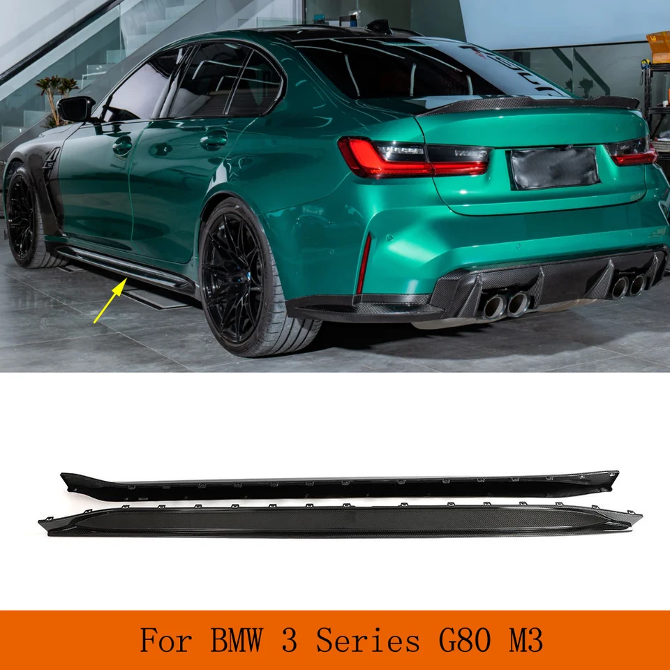 Bočné sukne auto pre BMW 3 Series G80 M3 2019 - 2022 Body súprav na autá Bočné dvere Bumper sukne predlžovacie pery uhlíkové vlákno