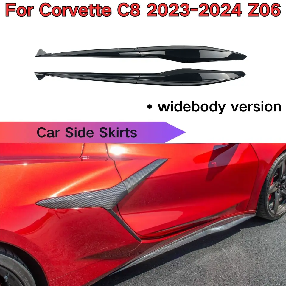 Bočné sukne pre autá pre Corvette C8 2023-2024 Z06 Fit Widebody Version Auto Automobily