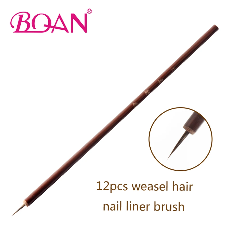 BQAN veľkoobchod 6/10/12ks/set weasel Hair Brush Bambus rukoväť kefka na nechty maľba maľba na nechty na nechty kefy kefy na nechty