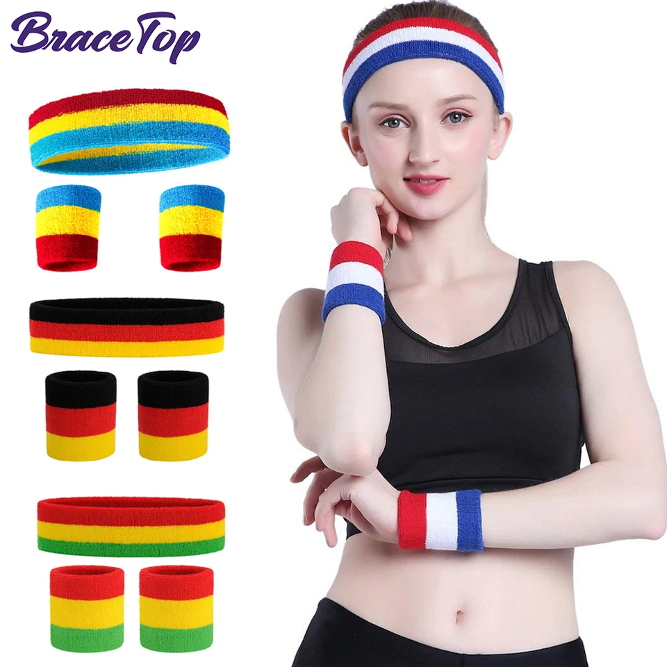 Bracetop Sports Headband náramok set fitness bežec cyklistický potný potný čelenka unisex elastický priedušný