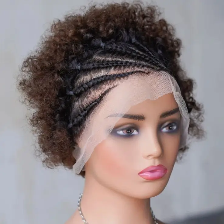 Braidy pre ľudské vlasy afro výstredné kučeravé skákacie ľudské vlasy parochňa 250% hustota 13x4 priehľadná čipka predná vlasová parochňa pre čierne ženy 8