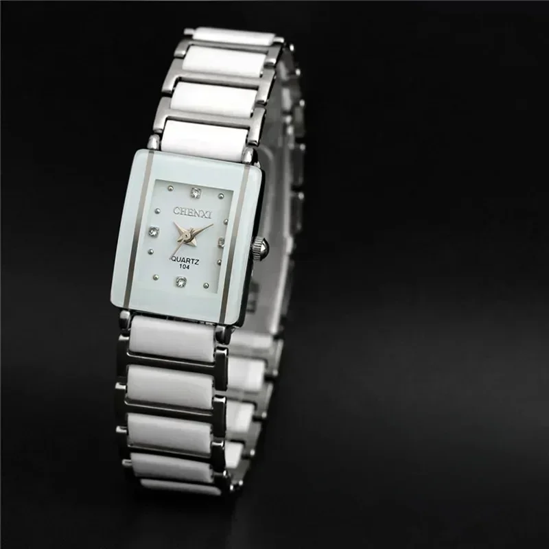 Brand Lady Watch Elegantná čierna keramika Jednoduchá minimalizmus Malé úzke kremeňové príležitostné dám