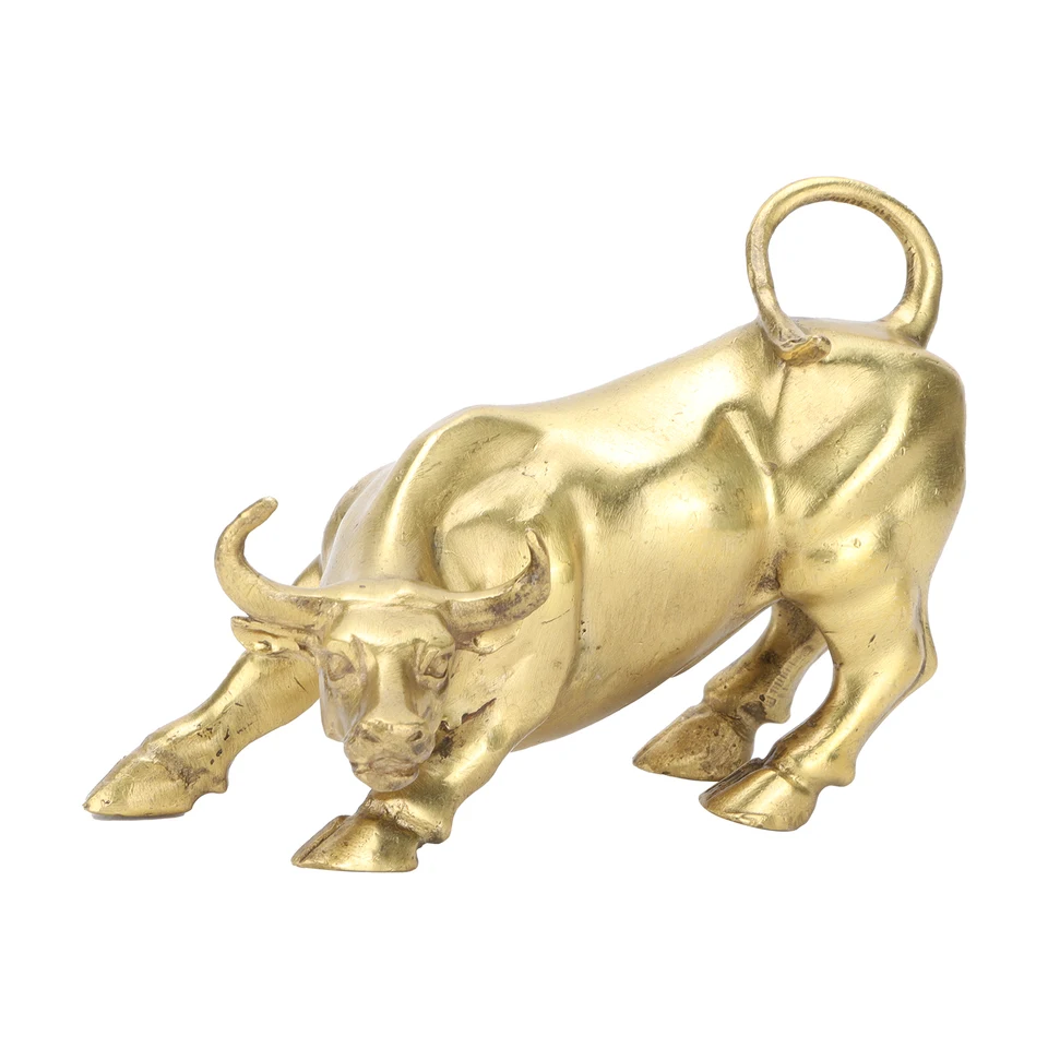 Brass Wall Street Bull Socha Feng Shui Wealth Animal Socha Figurina Desktop Dekorácie pre knižnicu v spálni v kancelárii