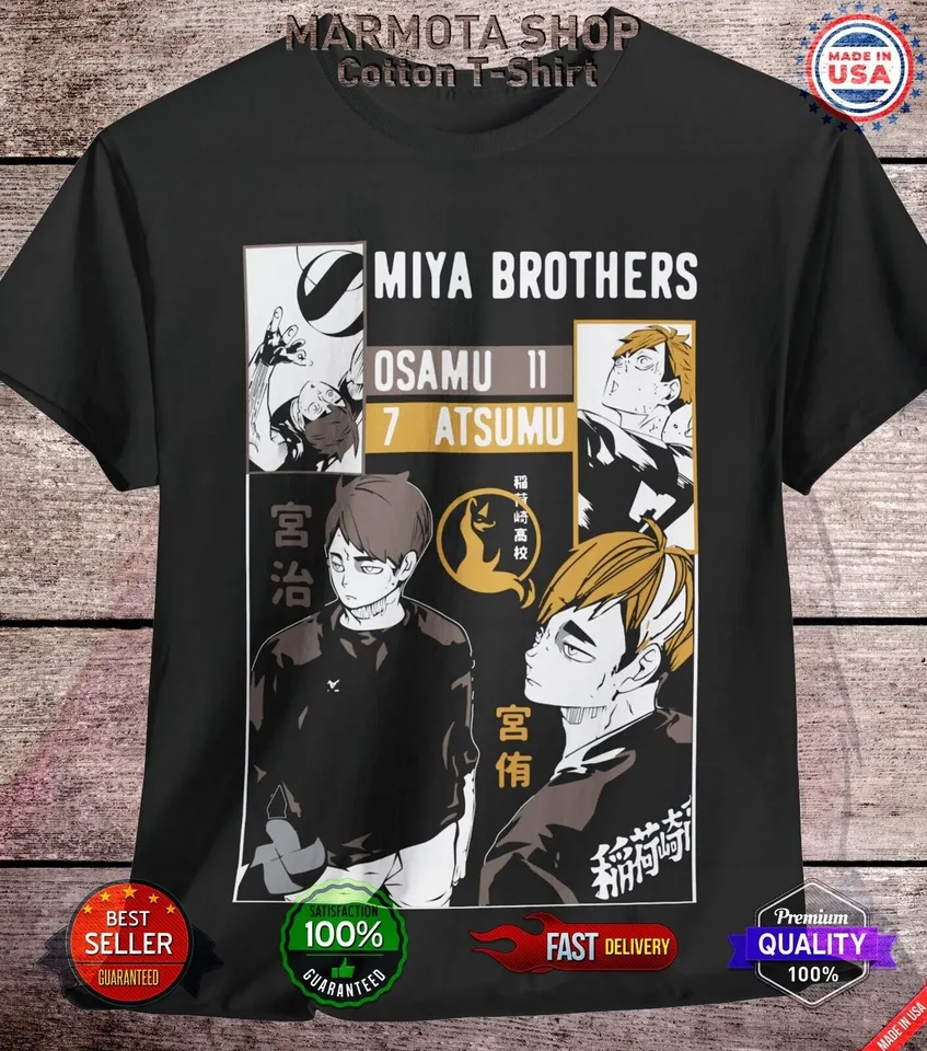 Bratia Miya Haikyuu Osamu Atsumo tričko Anime japonské tričko Tričko volejbal