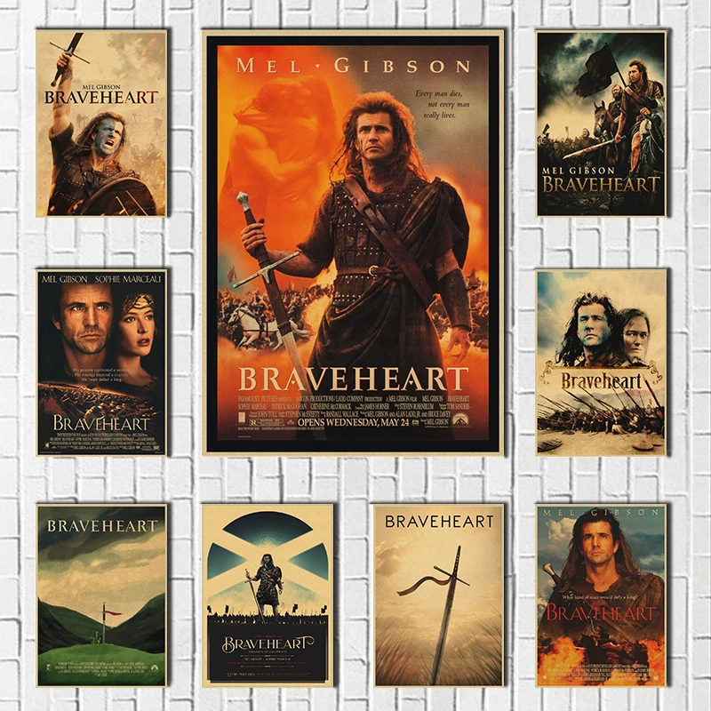 Braveheart Vintage Kraft Paper Classic Movie Film Wall Garáž dekorácie Art retro dekor