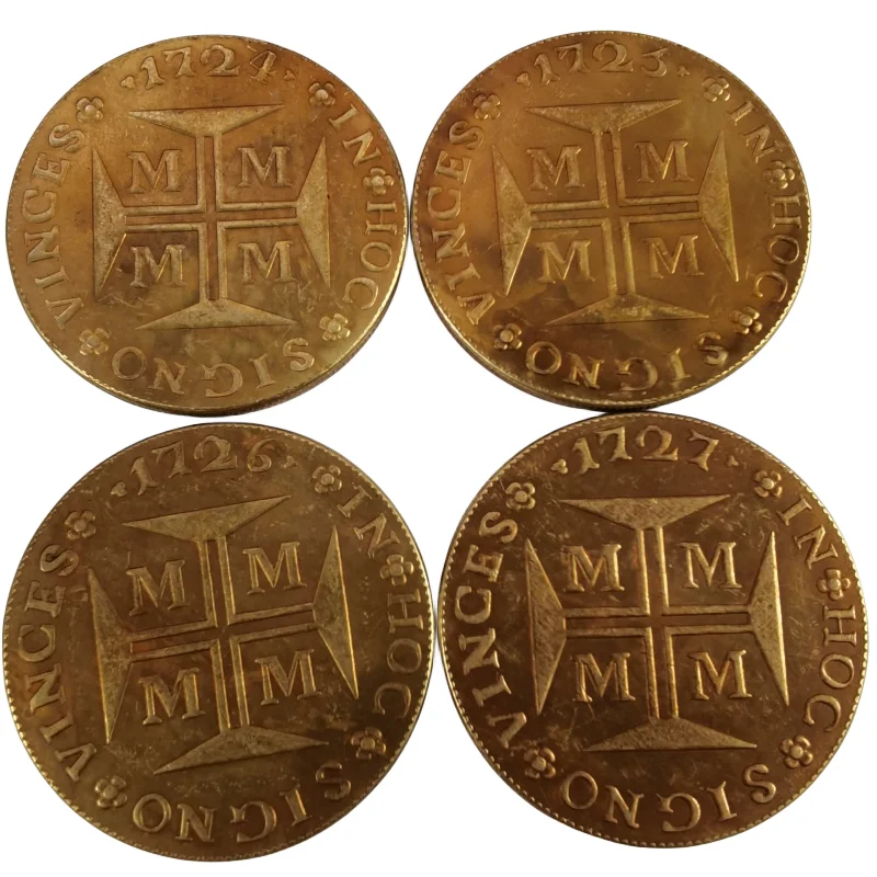 Brazília 20000 REIS Gold-Plated Coin Copy 4 Dátumy pre výber (1724-1727)