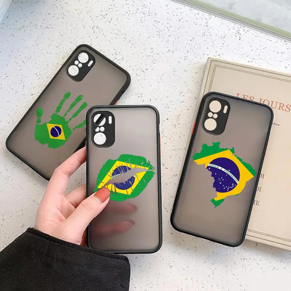 Brazílska brazílska vlajka EMBLEM MATTE PRÍPAD PRE XIAOMI REDMI K50 K40 Gaming K30 K20 10x 10C 10 9C 9T 9A 9 8 7 6 5 A1 Pro Case Cover Case Case