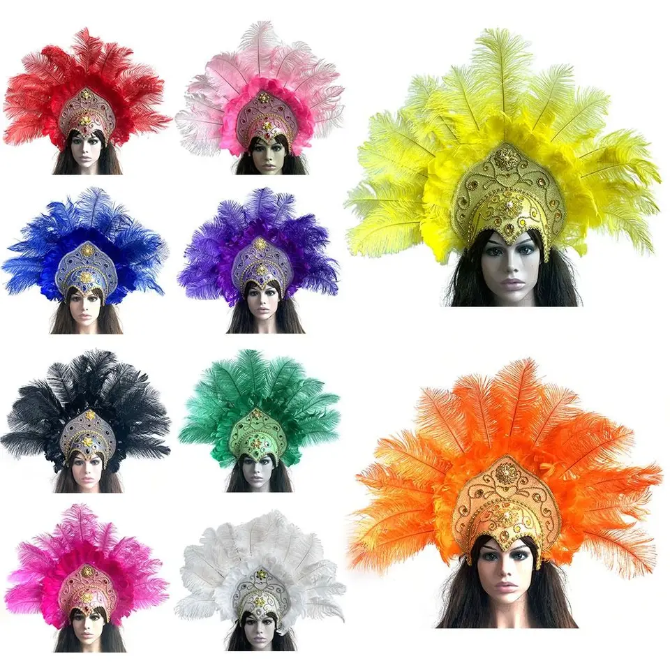 Brazílska karnevalová strana perie čelenka čela čelenky čelenky pre večierok Halloween Apparel Accessories