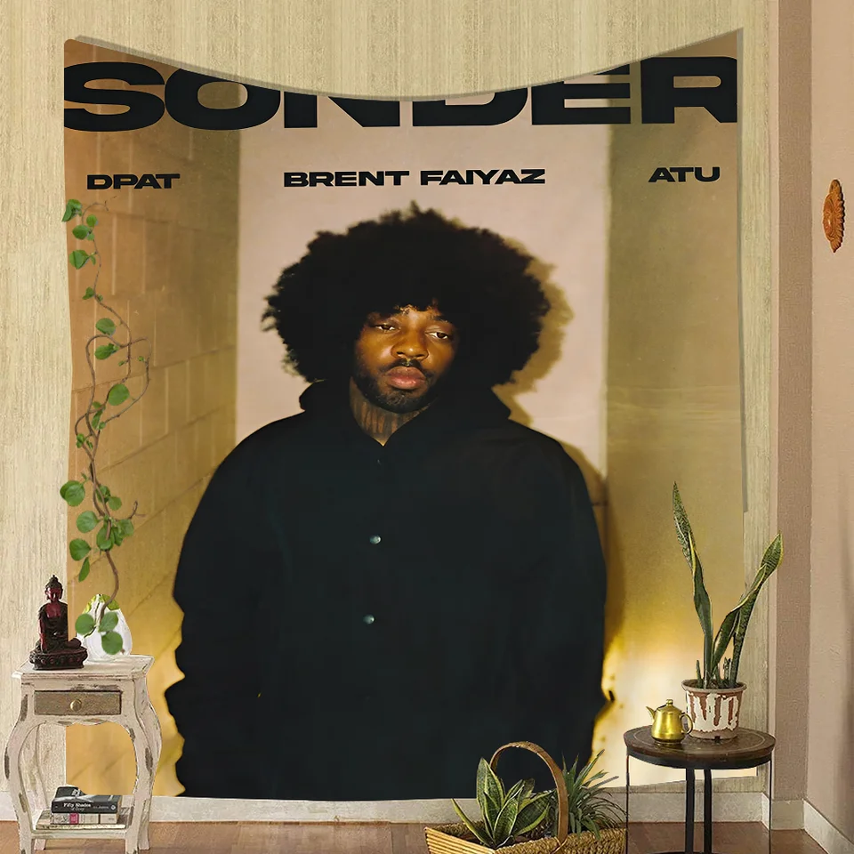 Brent Faiyaz 'Wasteland Music_6x Cartoon Tapestry Wall zavesenie dekorácie Domácnosť Domovod