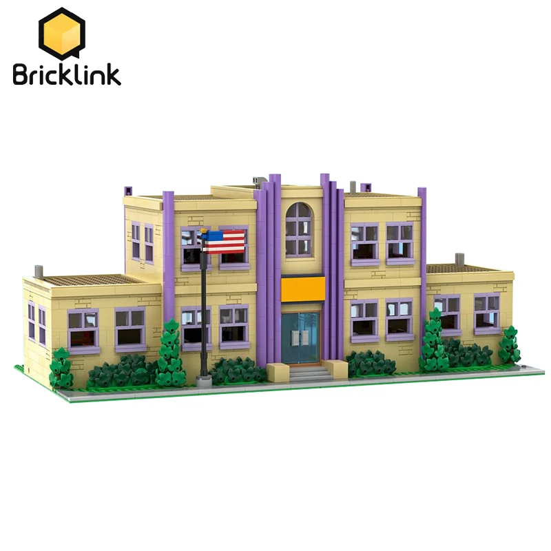 Bricklink City House Anime Simpsoned Modular Springfield Elementary School Architecture StreetView Building Blocks Darček