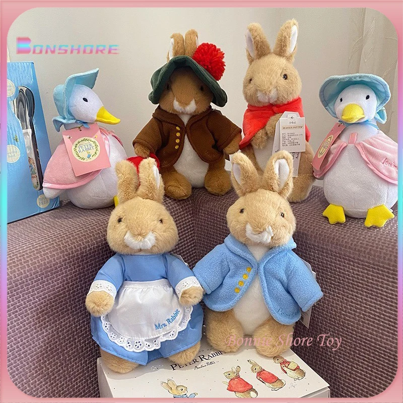 Britská skutočná Pluska Plush Plush Toy Benjamin Flopsy Plush Doll Comfort Comfort Toy Peter Rabbit Film Periférne deti Darčeky