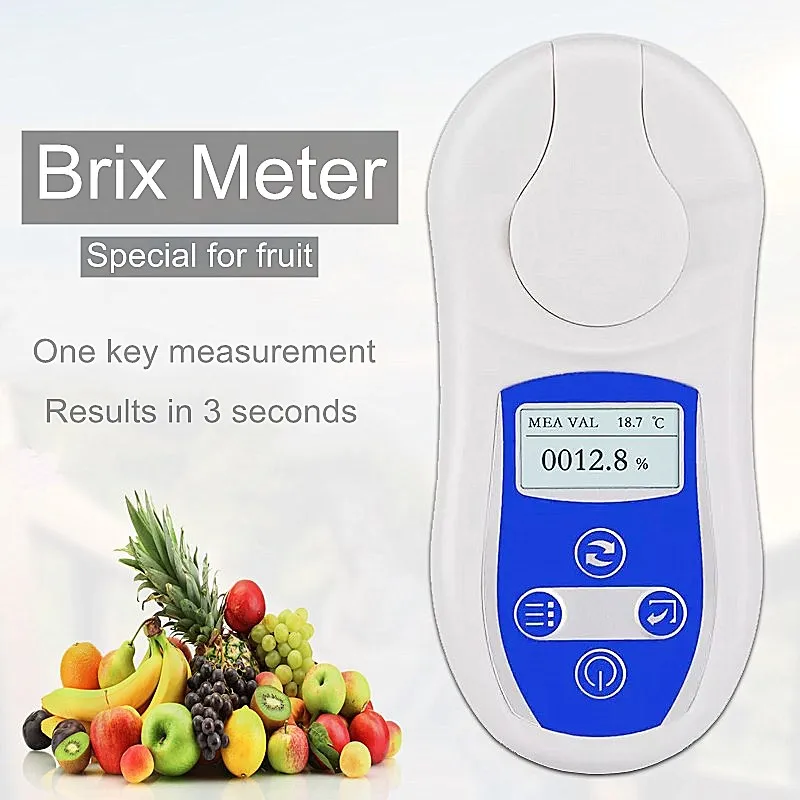 Brix Meter Digital Fruit Brix Meter Vysoko presný detektor obsahu cukru Detektor sladkosti Metry medový refraktometra Rozsah 0-53,0%