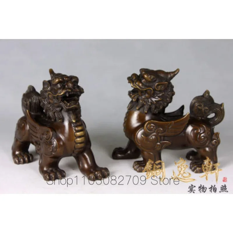 Bronz fengshui pixiu exorcizmus orientálny starý kirin lev lev sv.