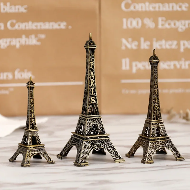 Bronzový paríž Eiffel Tower Metal Crafts Domáce dekorácie Príslušenstvo figurína socha model suvenír domáci interiér dizajn