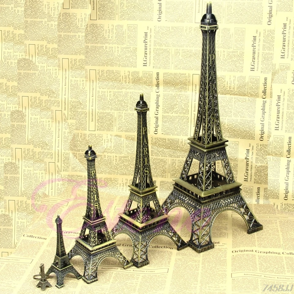 Bronzový tón Paríž Eiffel Tower Figurín socha Vintage zliatiny dekor 3 veľkosti G03 Drop Loď