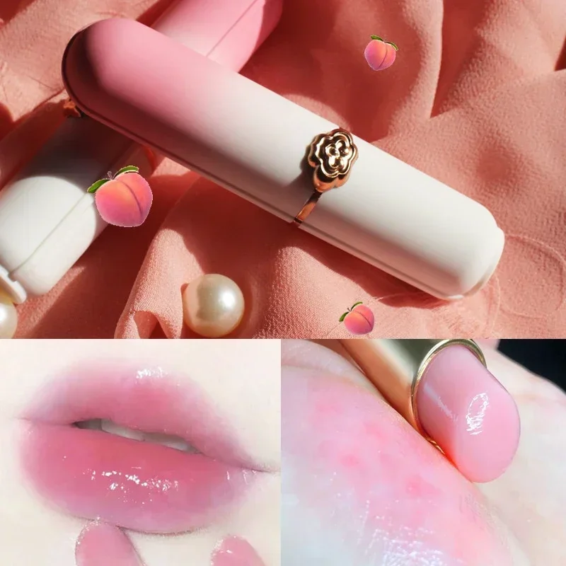 Broskyňa farebná pery balzam na pery Zmena teploty zmeny rúžu Girl Hydratácia LongLasting Long Lesk Gloss Lake -up Oprava pery Care Oprava kozmetika