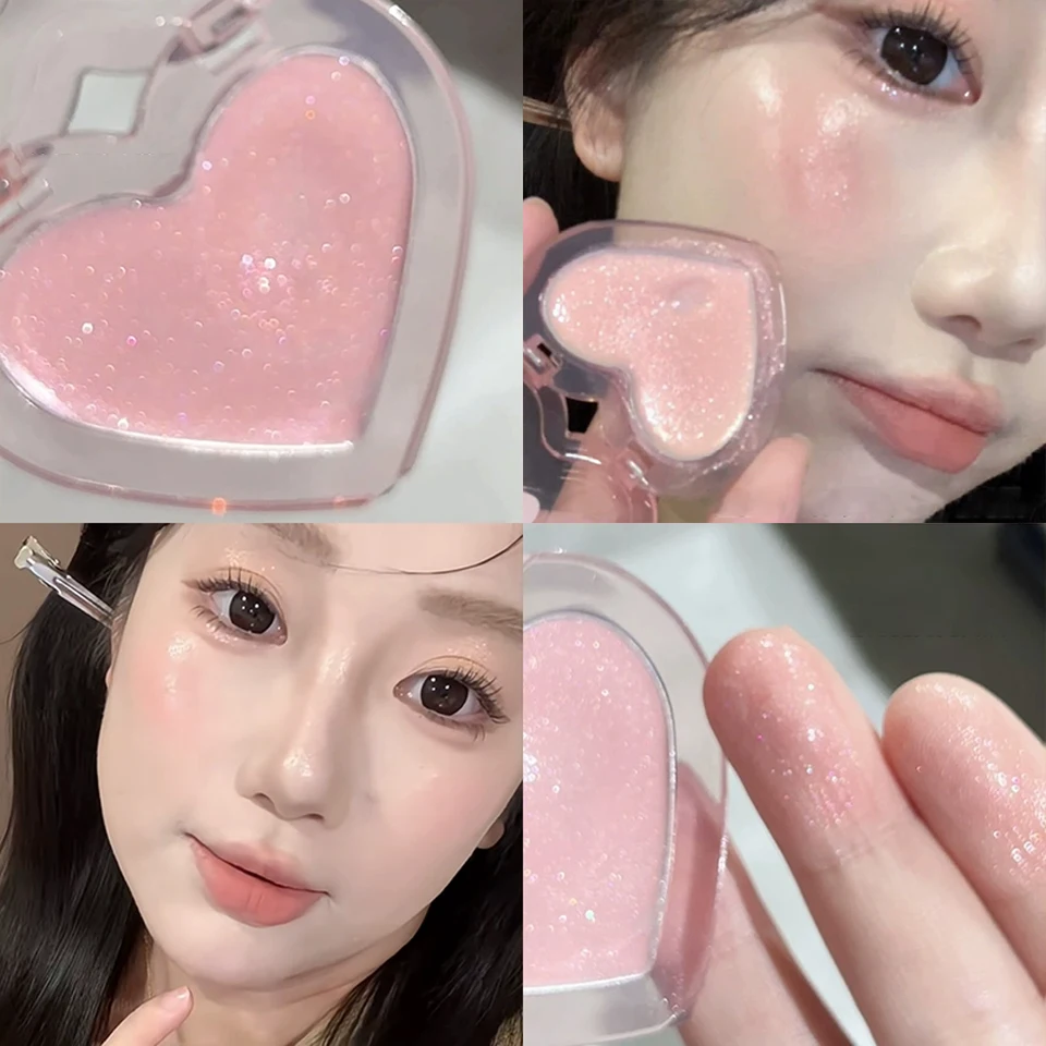 Broskyňová ružová šumivá vysoko lesklý prášok Zvýrazňovacia paleta čela obrysť rozjasniť rozsiahlu želé červenajú pastu osvetľovaciu makeup