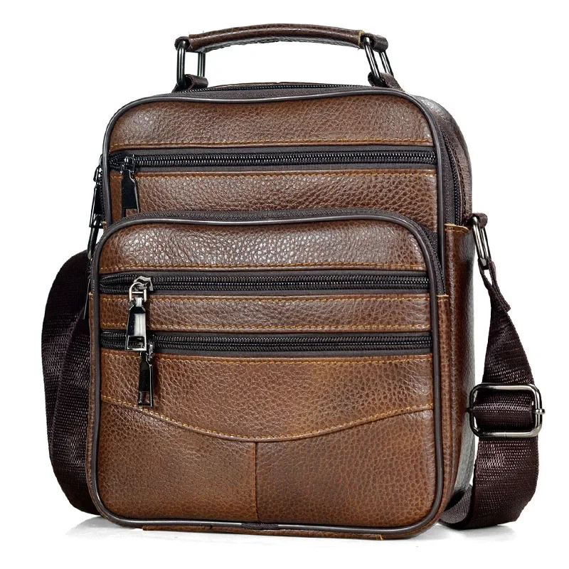 Brown Fashion Men Messenger tašky Originálne kožené kabelky pre muža luxusná značka Muž Crossbody Bag pre mini vank