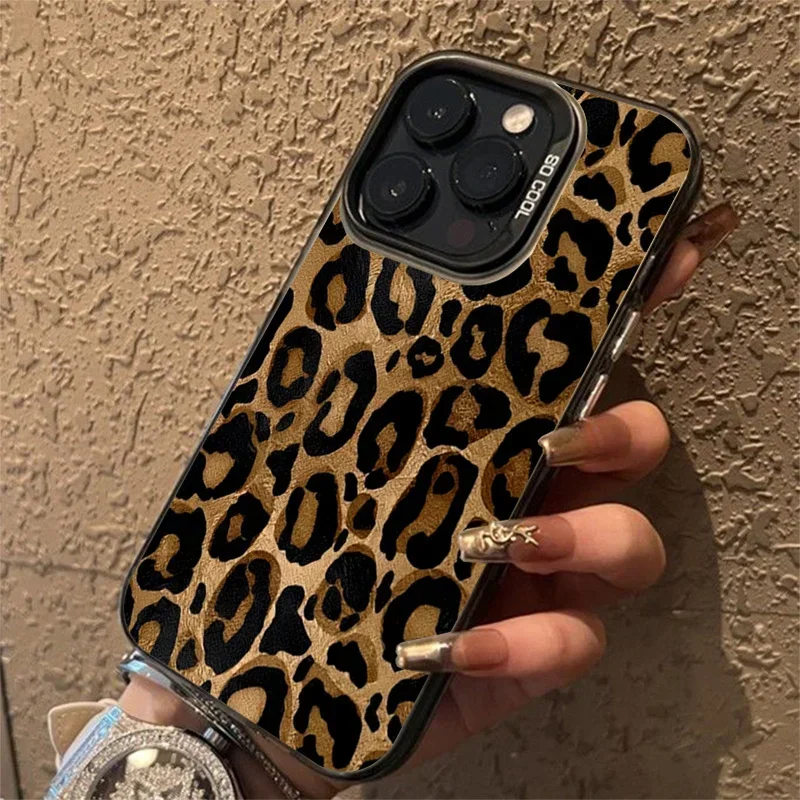 Brown Leopard Anti-Drop Armor Puzdet pre Xiaomi 11 Lite 5G NE 14 13T 13 12T 12x 12 POCO F6 X5 X6 M6 PRO ZOBRAZENIE OCHRANA OCHRANA