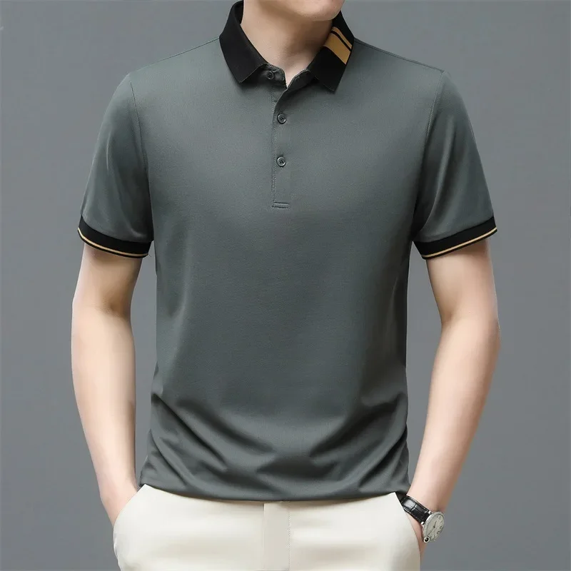 BROWON BRAND POLO THEIN MEN TEES 2024 leto nová pevná farba Pravidelná fit muži oblečenie Turn-Down