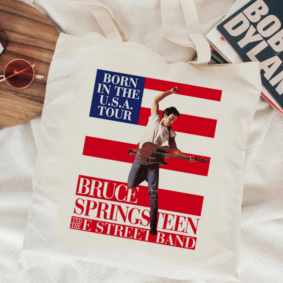 Bruce Springsteen nákupná taška nakupovanie nakupujúci juta taška bolsa taška na handričku tkanú vak kabína sacolas