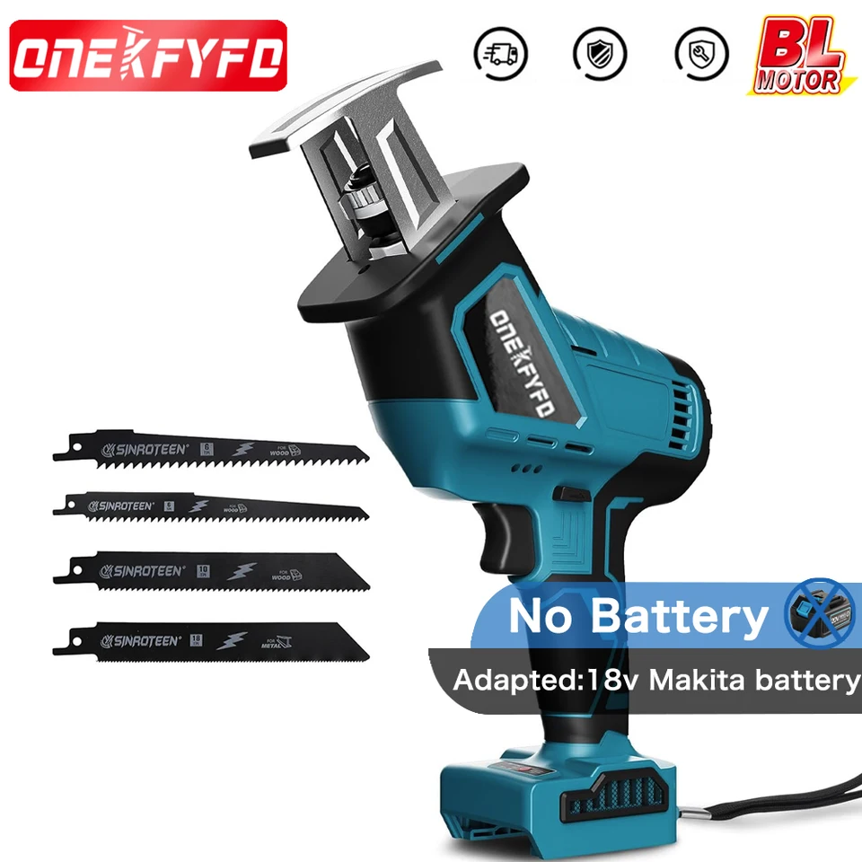 Brushless Electric Replaceding Nabíjateľná skladacia píla Speed ​​Kov kovová rezanie dreva Elektrická píla pre batériu Makita 18V (bez batérie)
