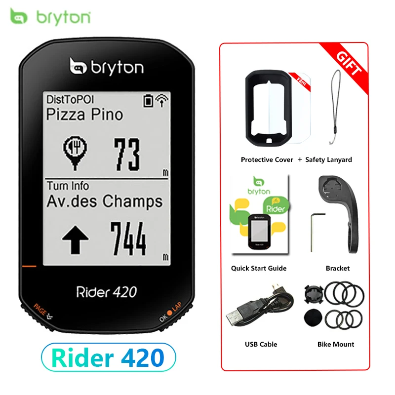 Bryton Rider 420 GPS na bicykli Bicykel bezdrôtový rýchlomer digitálny mrav