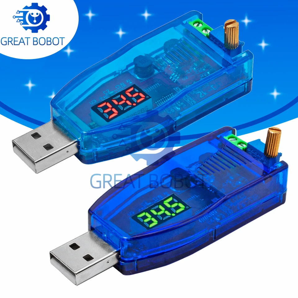 BS LED DC-DC 5V na DC 1-24V nastaviteľný potenciometer USB Krok nahor/nadol
