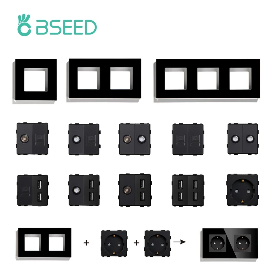 BSEED EÚ SLOŽKA ZÁKLADNÝ PANEL S DULLE INTERNETNÝM SOCKETU CAT5 RJ45 ST TV USB Funkčné diely Časti výkonová zásuvka DIY kombinácia zadarmo