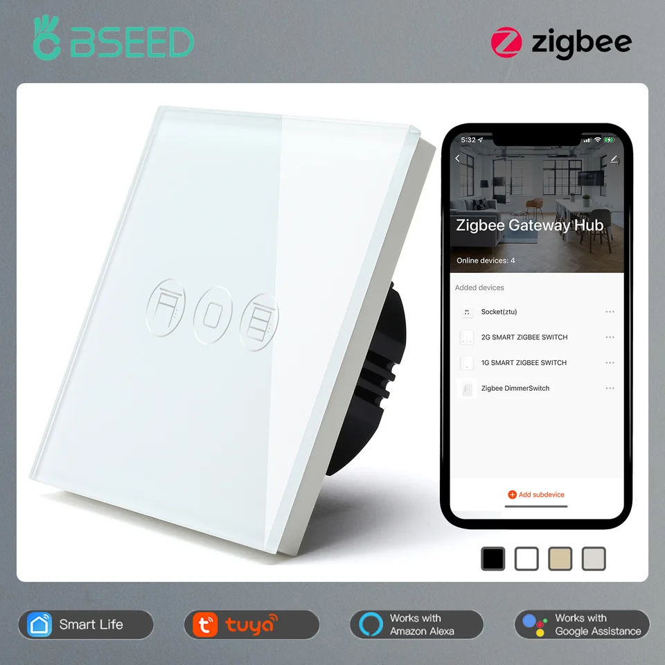 BSEED SMART ZIGBEE SUTTER SWITCH pre elektrické motorizované žalúzie Roller Shutter Tuya Google Home Alexa hlasový ovládací dom Smart Home