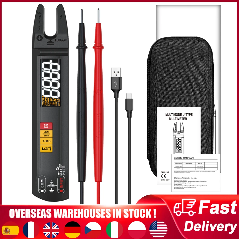 BSIDE 3 v 1 digitálny multimeterový svorkový meter elektrické testovacie pero 6000 Počíta TRUE RMS 0,5-100A automatické rozpoznávanie U-type mera