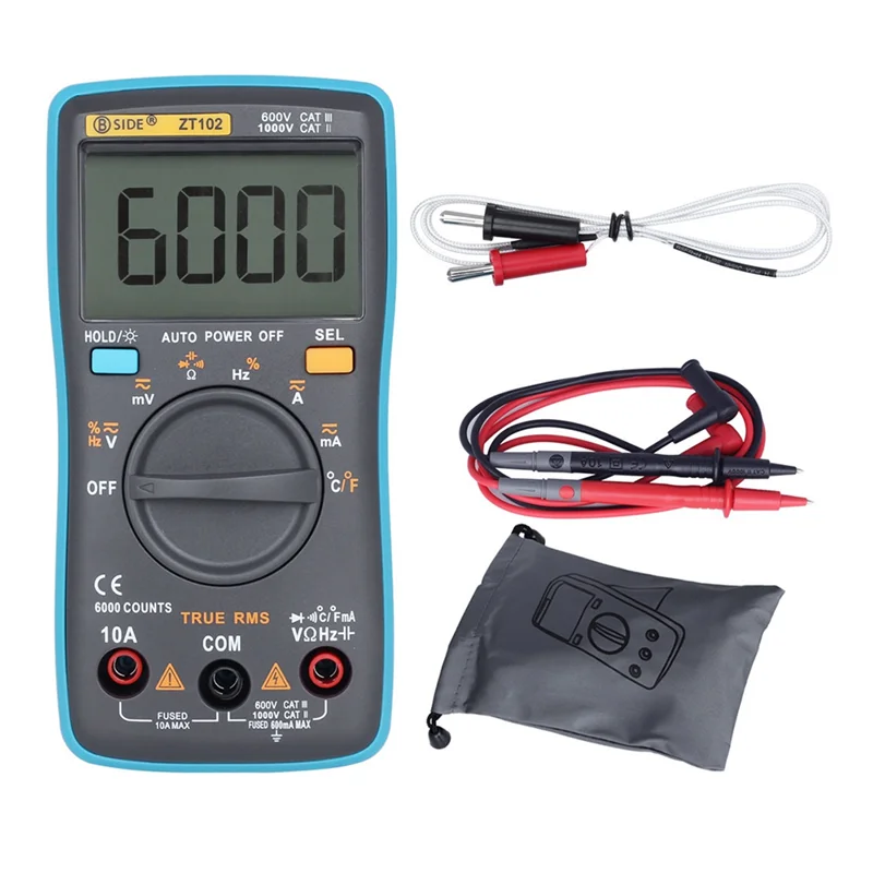BSIDE ZT102 Multimeter digitálny multimeter 6000 Počty AC/DC napätia prúdu testera Voltmeter frekvencia ampérového frekvencie Ammeter