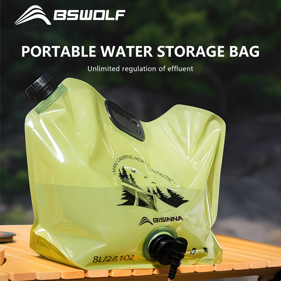Bswolf Outdoor Mini skladacia vodná taška kemping 8 l Prenosná vodná vrecko Zhustá mäkká potravina Skladba vody