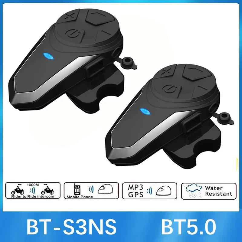 BT-S3NS Motorcycle Helma Intercom Moto prilba BT5.0 Hlavná vodotesná intercomunicador BT Interphone FM FM