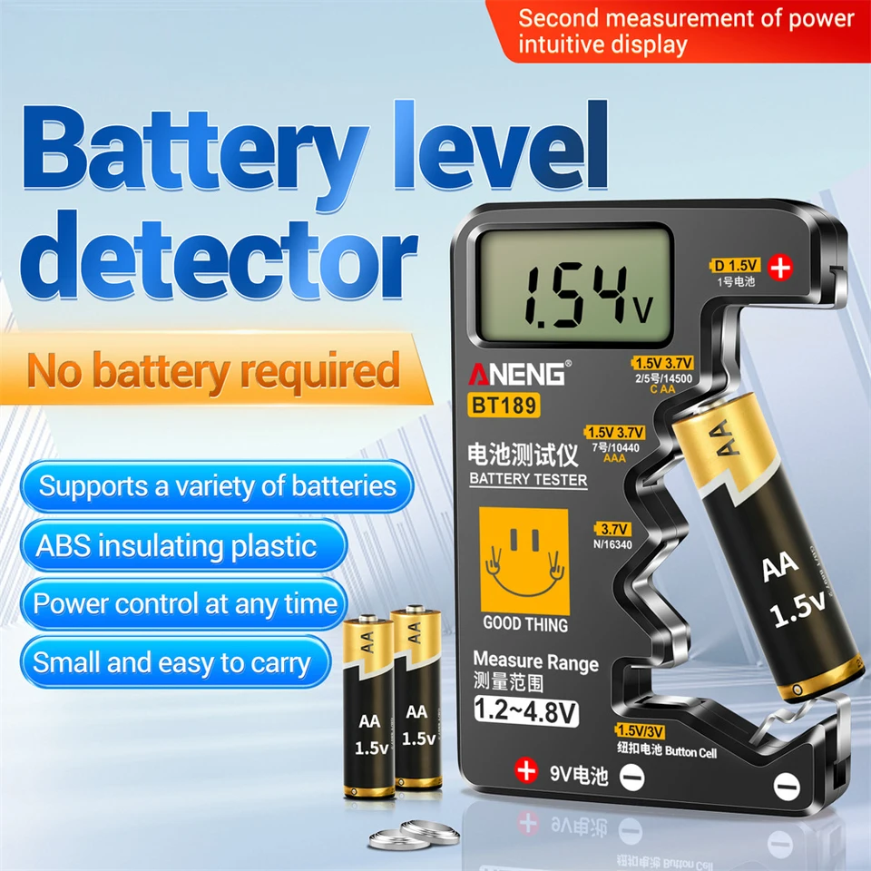 BT189 Tester testera batérie Hardvérový nástroj BATÉRIA DETEKTORA DISTATION PATERITATION PLAČKA Zostávajúceho detektora napájania