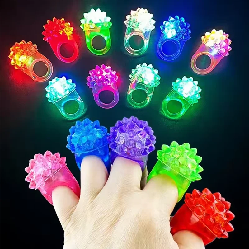 BTJ Farebné 12ks LED LIGHT UP RINGS - farebné blikajúce prsteň prsty hračky Novinka žiara v tmavých mäkkých želé blikajúcich krúžkov
