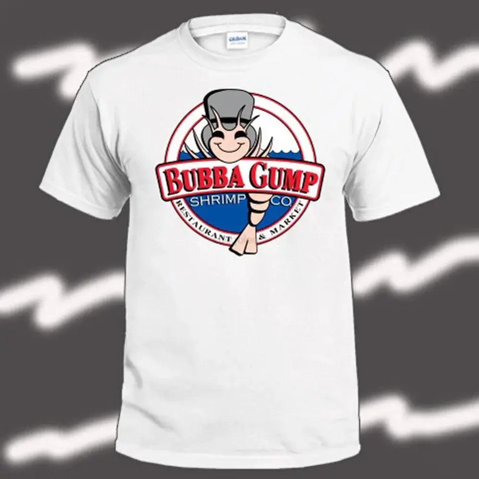 Bubba gump krevety co les gump logo pánske biele tričko s veľkosťou S-5XL