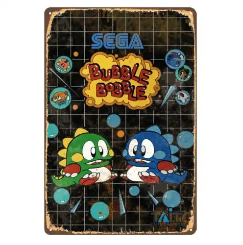 Bubble Bobble retro videohra kovový plagát Tin Metal Sign 20*30 cm
