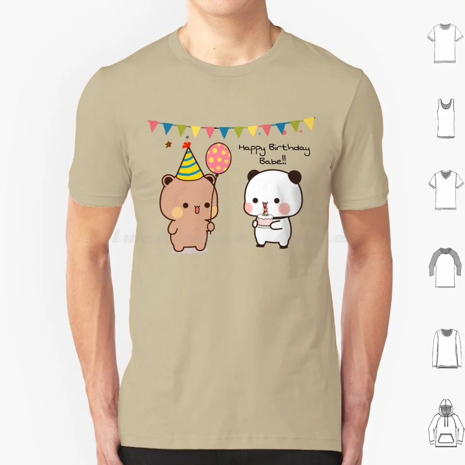 Bubu Panda, ktorá oslavuje narodeniny jej Dudu Bear? ? Tričko 6xl bavlna Cool Tee Dudu Brownie Bubu Panda Love Story Pár gólov