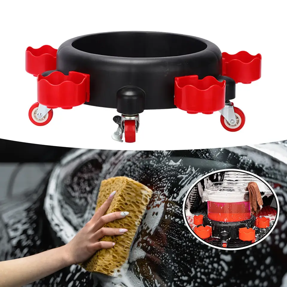 Bucket Dolly odnímateľný 360 stupňov Rolling Dolly Easy Push Car Wash Bucket Vložka pre čistiace prostriedky na pomoc pri maľovaní automobilov