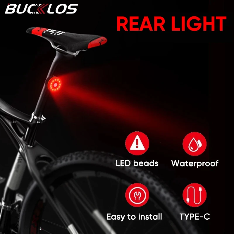 Bucklos bicykel zadné svetlá LED bicykel zadná lampa USB Nabíjateľné cyklistické osvetlenie zadná zadná baterka pre bicykel lampu