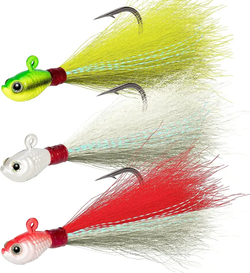 Bucktail Jigs 7G 10G 14G 21G 28G 42G 56G 82G kovové jigové háčiky so slanou vodou naláknuté prípravky na návnadu pre Mahi Marlin Waho tuniak rybolov