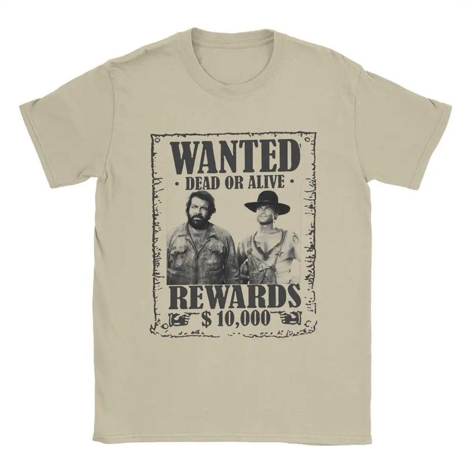 Bud Spencer Terence Hill Wanted Lo ChimaVano Trinity Epic Men Tiešanie novinky Tees Filmové tričko Pure Cotton 6xl oblečenie