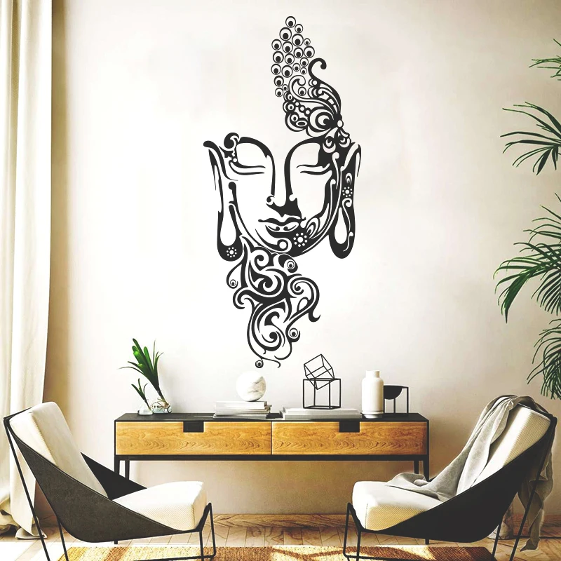 Buddha nástenné obtisky veľké gaumatama Buddha maska ​​jogy štúdio STADE STADELICKÁ OBLASTI SHAKYAMUNI Modlite sa náboženstvo nástenné nálepky SY067