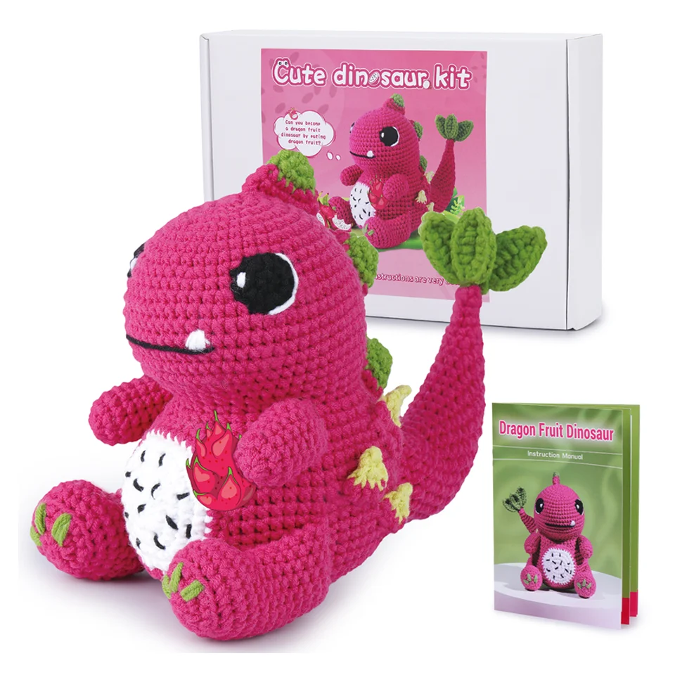 Buddur dinosaurus háčkovanie pletenia súprava s bavlnenou priadzou a háčkovanými háčikmi pre bábiky, ktoré pripravujú DIY nestanovené materiály sada materiálov