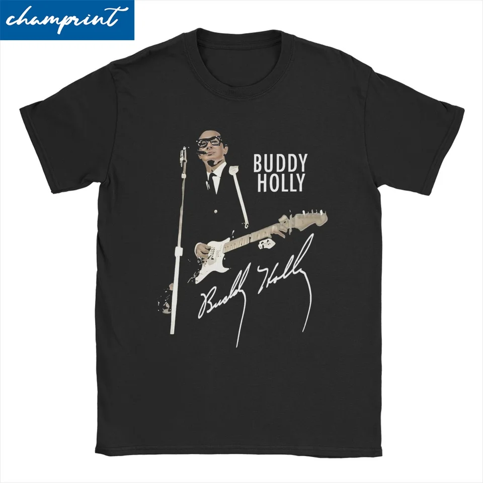 Buddy Holly Rapper Men Dámske tričká Rock Leisure Tee tričko s krátkym rukávom okrúhle goliere tričká 100% bavlnená darček nápad oblečenie
