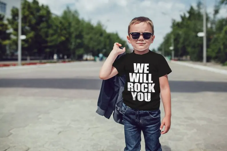 Budeme rockovať vás detské tričko unisex mládež s krátkym rukávom košeľa s rockovou hymnou detský