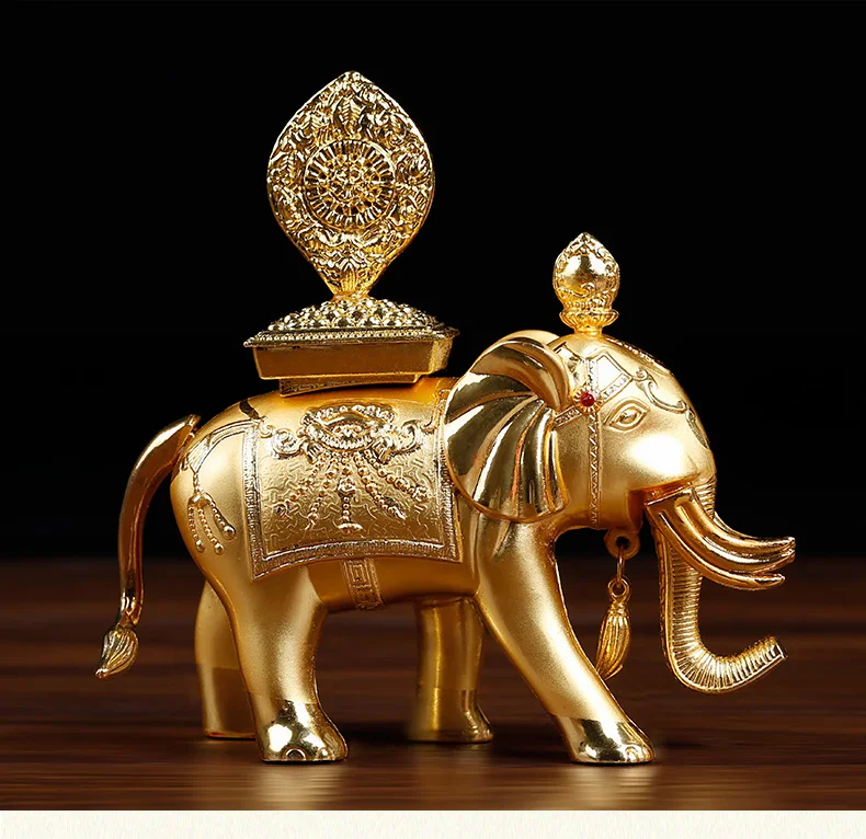 Budhistické dodávky domáceho auta Efektívne talisman dom Budhizmus pozlátenie xiang bao slony poklady Buddha socha Buddha